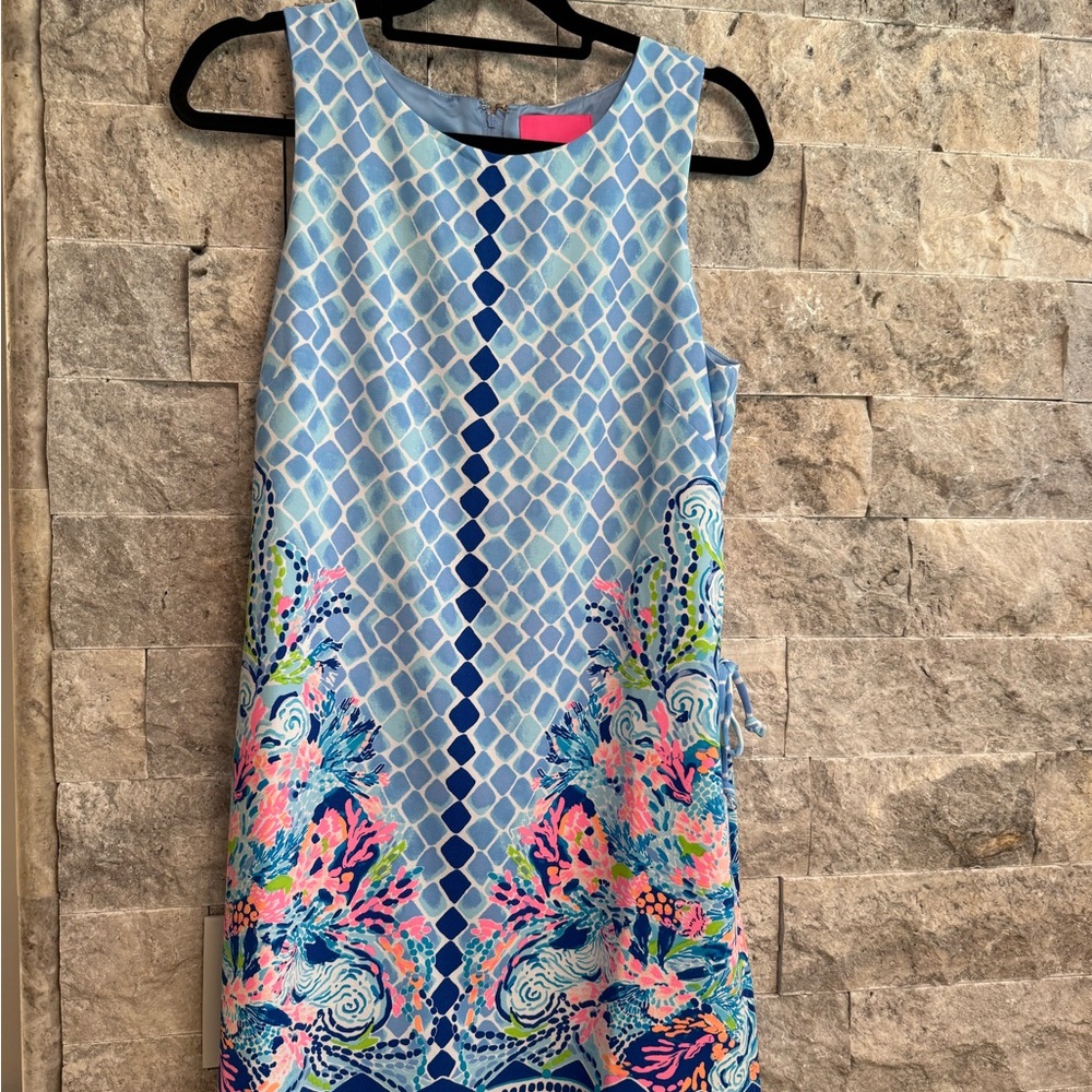 Sleeveless Blue Patterned Dress